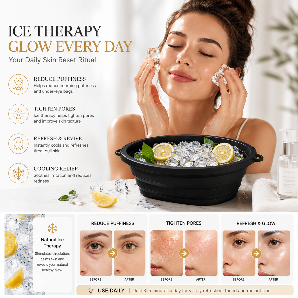Ice Bath Face Bowl | Pore-Tightening Skin Routine